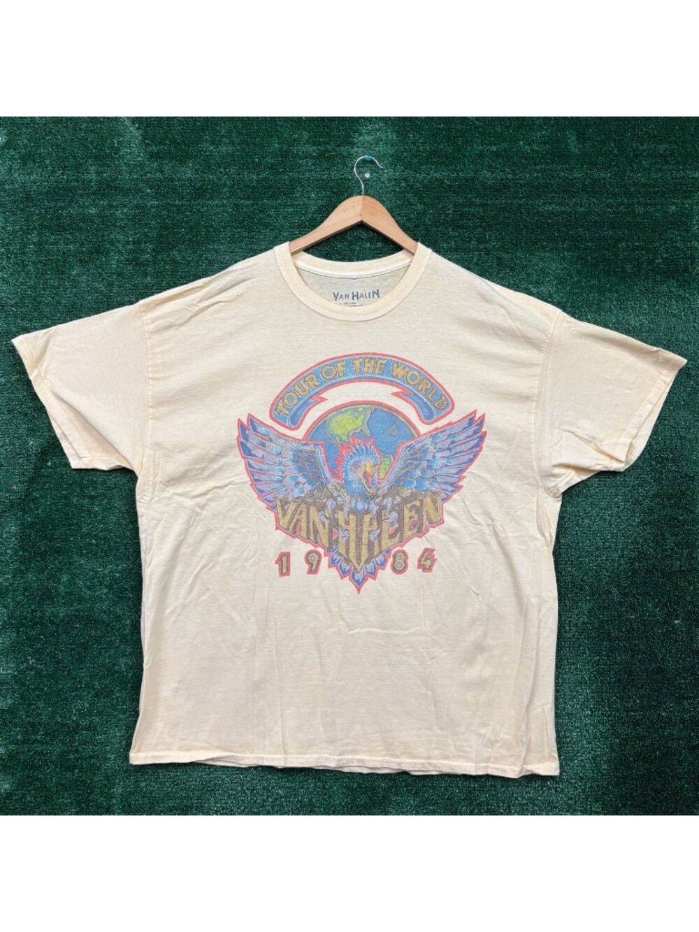Van Halen Tour of The World 1984 Rock Band Oversized T-Shirt Size L/XL